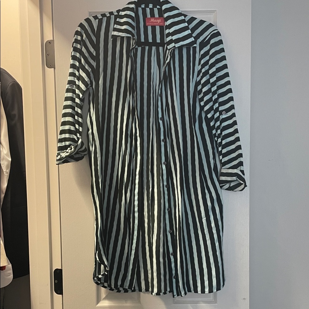Maaji Black and White Striped Swim Coverup